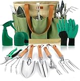 YAUNGEL Gartenwerkzeug Set, 10 Stück Schwerlast Edelstahl Gartenarbeit Kit mit...
