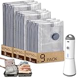 Vacbird Vakuumbeutel für Kleidung mit Kabelloser Vakuumpumpe, 9 Stück (3x...