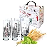 3forCologne Kölschglas 6er Pack bunt 0,2ml, Kölner Stangen mit Grundgesetz,...