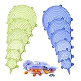 HSYTEK 12 Stück Silikondeckel Dehnbar, Wiederverwendbar Silikon Deckel...