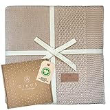DIKOS® Babydecke *100%* GOTS Bio Baumwolle beige-braun | weiche Neugeborenen...