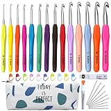 Häkelnadel Set 14 Stück Bunte Ergonomische Soft Gummi Comfort Grip Häkeln...