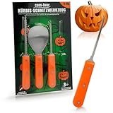 com-four® 4-teiliges Kürbis Schnitz-Set für Halloween - Schneide-Werkzeuge...
