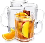 KONZEPT Teegläser mit Henkel Set 6er, 350 ml, geriffelte, ideal als...