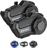 Moman Motorrad Intercom Headset, H2 Pro【2 Pack Schwarz】 Motorradhelm...