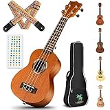 CAHAYA 21 Zoll Sopran Ukulele Set: 4 Saitiges Mahagoni Ukulelen mit...