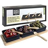 Moritz & Moritz 3X Schwarze Dipschalen Set mit Brett Holz - Dip Schälchen für...