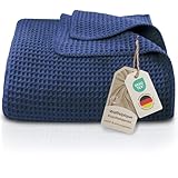 LAYNENBURG Premium Waffelpique Baumwolldecke 220x240 cm - Oeko-TEX 100 -...