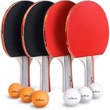 Abco Tech, Tischtennis-Set, 4 x erstklassige Schläger mit weichem...