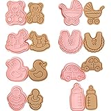 Miotlsy 8 Pack Ausstechformen, 3D plastic Baby theme cookies cutter, 3D...