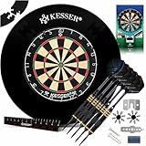 KESSER® Dartscheibe Kork mit 9 Dartpfeile Professional Dartboard 21 Pro Flights...
