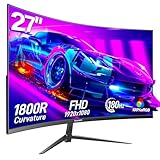 Gawfolk 27 Zoll Curved Gaming Monitor 165Hz/ 180Hz, PC Bildschirm Full HD 1080P,...