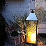 Mojawo XXL Luxus Gartenlaterne aus rostfreier Edelstahl Windlicht Laterne Glas...