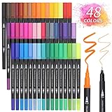 Owelth Brush Pen Set, 48 Farben Dual Tip Pinselstifte Aquarell Marker,...