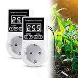 2 Stück Thermostat Steckdose, Temperaturregler, Digitaler Temperaturregler mit...