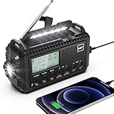 Kurbelradio DAB/UKW, Tragbare Solar Radio mit LED Taschenlampe & Leselicht,...