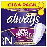 Always Dailies Extra Protect Slipeinlagen Damen, Normal (64 Binden), Giga Pack,...