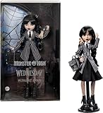Monster High Wednesday Puppe und Accessoires, Wednesday Addams Sammelfigur in...