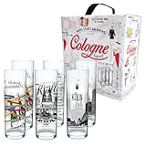 3forCologne Kölschglas 6er Pack bunt 0,2ml, Kölner Stangen mit Grundgesetz,...