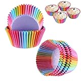 200 Stück muffinförmchen papier cupcake formen Regenbogen Papier muffinform...