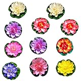 QINGYIWL 11 Stück Schwimmende Blumen Künstliche Seerosen, Teichpflanzen...