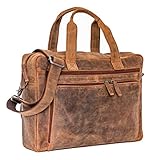 ALMADIH Leder Laptoptasche Aktentasche BRUNO antik - Premium Business Tasche...