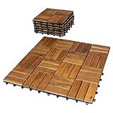 BigDean 11er Pack Holzfliesen für Balkon 30x30 cm - 1 Quadratmeter - aus...