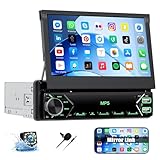 CAMECHO Autoradio 1 Din mit Bluetooth Radio Manuelle Ausfahrbarem Display mit...