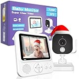 OBVHNUA Babyphone mit Kamera 2,8 Zoll Video-Babyphone 720p LCD babyfon mit...