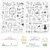 BOOMTOP 2 Blatt Silikon Stempel Ostern Deutsch Transparente Stempel Frohe Ostern...