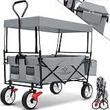 KESSER® Bollerwagen faltbar mit Dach Handwagen Transportkarre Gerätewagen...