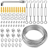 Drahtseil Edelstahl Set 72pcs, 20m/2mm Stahlseil für Rankhilfe mit M5...