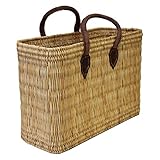 Einkaufskorb aus Seegras I geflochtene Tasche mit Ledergriff I groß mit kurzem...