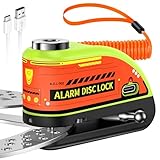 ZEXMTE Bremsscheibenschloss, Wiederaufladbar Motorrad Schloss Alarm 120dB mit...