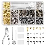 Lixiluxia 180 Paar Leder Nieten Set, 3 Größen Hohlnieten für Leder,...