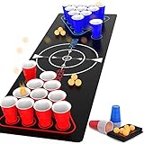 Faburo Beer Pong Tisch Matte Set 180x61cm mit 22 Bechern 6 Bälle, aus...
