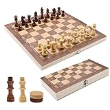Schachspiel Holz Hochwertig, 3 In 1 Schach, Tragbare Schachbrett, Chess Board...