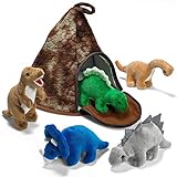 Prextex Dinosaurier Vulkanhaus Set Mit 5 Hochwertigen Plüsch Dinosauriern,...