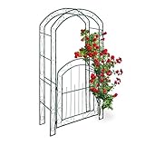 Relaxdays Rosenbogen mit Tür, Garten Rankhilfe Kletterpflanzen, Torbogen...