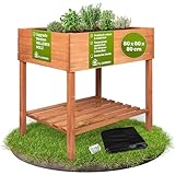 TTL GARDEN Balkon Hochbeet L 80x60x80cm aus Holz - Pflanzkasten & Blumenkasten...