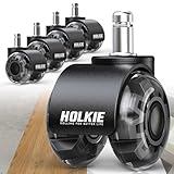 HOLKIE Bürostuhl Rollen 11mm 5er Set Schwarz Gummi Rollen für Bürostühle...