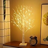 23GUANYI Birke Lichterbaum Innen mit 144 Warmweißer LEDs Licht, USB Led Bonsai...