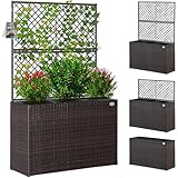 Casaria® Blumenkasten Rankgitter 3 Innentöpfe Polyrattangeflecht Rankhilfe...