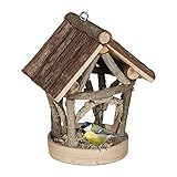 Relaxdays Vogelfutterhaus Holz, zum Aufhängen, Garten, Vogelfutterspender...