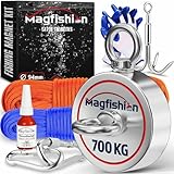 MAGFISHION Magnetfischen Mega Set - 700 KG (2 x 350KG) - Ø94mm - Neodym Magnet...