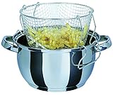 GSW 488204 FRITTIERTOPF mit Einsatz und gegossenem Glasdeckel 22cm / ca. 3,0...
