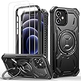 Lanhiem für iPhone 12/12 Pro Hülle mit 2 Stück Schutzfolie, 360 ° Ring...