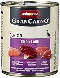 GranCarno Hunde Nassfutter Senior mit Rind + Lamm (6 x 800g), Hundefutter nass...