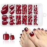 120 Stück Rote Press on Nails Füße, Fußnägel Zum Aufkleben, Fussnägel zum...
