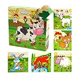 Würfelpuzzle, Wooden Cube Puzzle, Kinder Holzpuzzle ab 3 4 Jahre, Lernspielzeug...